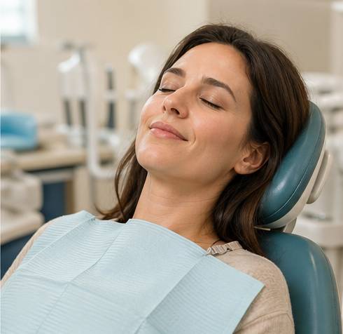 Adult patient relaxing during a sedation dentistry appointment in Western Montana